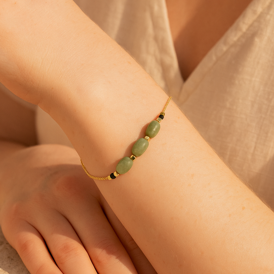 Collier & Bracelet Aventurine Dorés – Pack Noé Charms