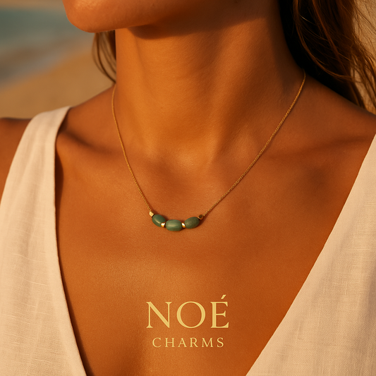 Collier & Bracelet Aventurine Dorés – Pack Noé Charms