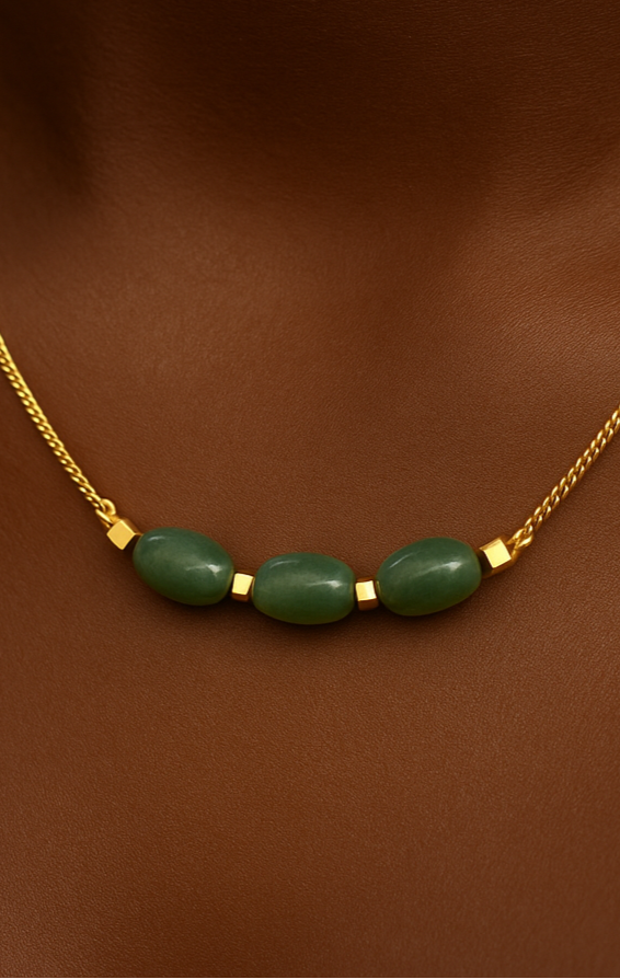 Collier & Bracelet Aventurine Dorés – Pack Noé Charms