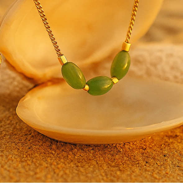 Collier & Bracelet Aventurine Dorés – Pack Noé Charms