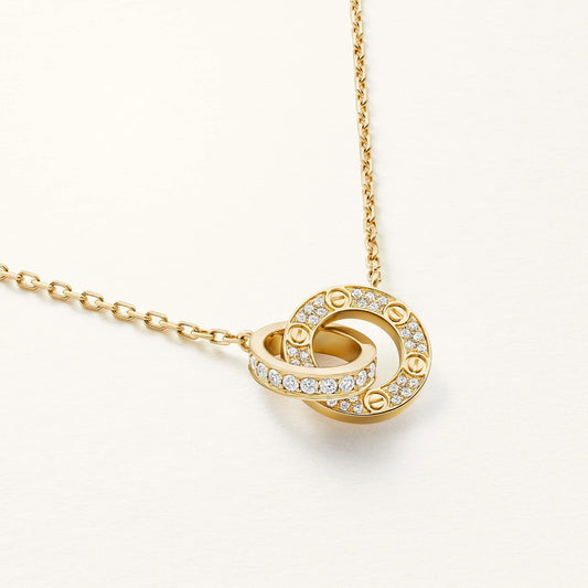 Collier Pendentif LOVE – Or Jaune & Diamants Pavés
